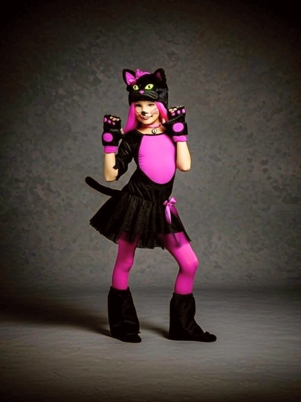 Playful Miss Kitty Purrfect Kids Black Pink Cat Costume Tutu Skirt Sz (6-6x)